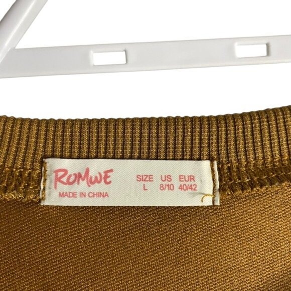 ROMWE Women's Brown Alaska The Front Frontier Embroidered Crewneck Sweatshirt - Picture 4 of 8